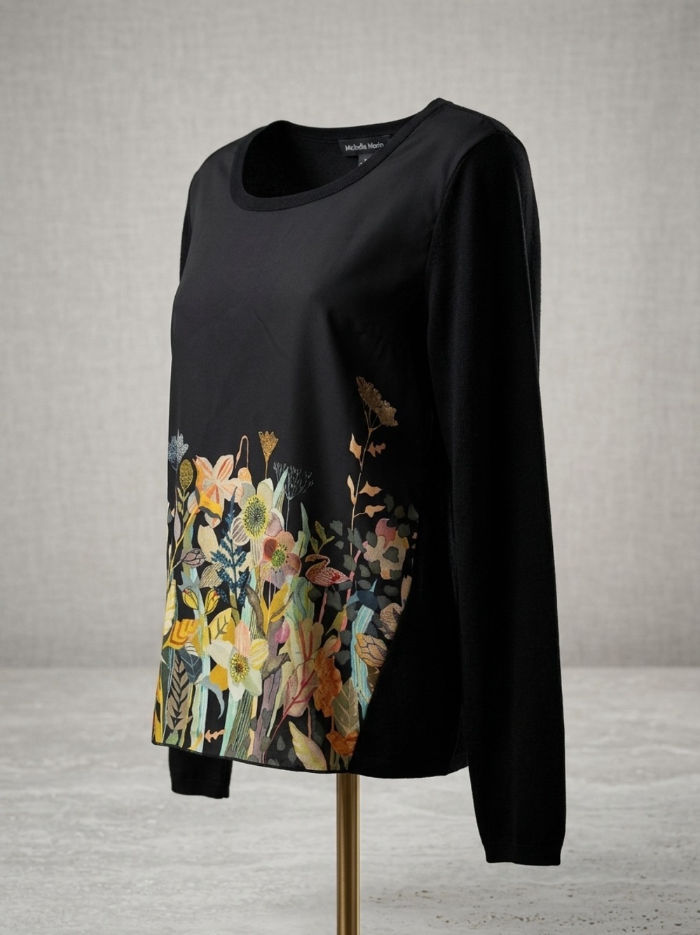 Michelle Morin Botanical Floral Long Sleeve Sweater Excellent Condition